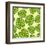 Seamless Tropical Pattern with Stylized Monstera Leaves-incomible-Framed Art Print