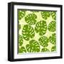 Seamless Tropical Pattern with Stylized Monstera Leaves-incomible-Framed Art Print