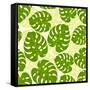 Seamless Tropical Pattern with Stylized Monstera Leaves-incomible-Framed Stretched Canvas