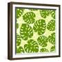 Seamless Tropical Pattern with Stylized Monstera Leaves-incomible-Framed Art Print