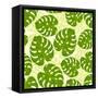 Seamless Tropical Pattern with Stylized Monstera Leaves-incomible-Framed Stretched Canvas