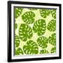 Seamless Tropical Pattern with Stylized Monstera Leaves-incomible-Framed Art Print