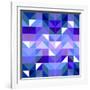 Seamless Vector Blue Pattern, Texture or Flat Surface Triangle Mosaic Background.-IngaLinder-Framed Art Print