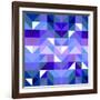 Seamless Vector Blue Pattern, Texture or Flat Surface Triangle Mosaic Background.-IngaLinder-Framed Art Print