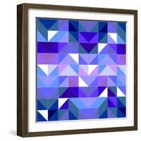 Seamless Vector Blue Pattern, Texture or Flat Surface Triangle Mosaic Background.-IngaLinder-Framed Art Print