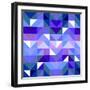 Seamless Vector Blue Pattern, Texture or Flat Surface Triangle Mosaic Background.-IngaLinder-Framed Art Print