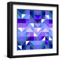 Seamless Vector Blue Pattern, Texture or Flat Surface Triangle Mosaic Background.-IngaLinder-Framed Art Print