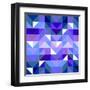 Seamless Vector Blue Pattern, Texture or Flat Surface Triangle Mosaic Background.-IngaLinder-Framed Art Print