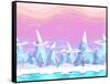 Seamless Vector Cartoon Fantasy Landscape with Ice Mountains, Separated Layers for Game Design-Lilu330-Framed Stretched Canvas