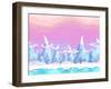 Seamless Vector Cartoon Fantasy Landscape with Ice Mountains, Separated Layers for Game Design-Lilu330-Framed Art Print