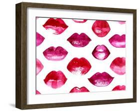 Seamless Vector Pattern with Red Watercolor Lips-Jet-Framed Art Print