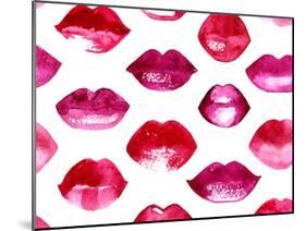 Seamless Vector Pattern with Red Watercolor Lips-Jet-Mounted Art Print