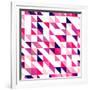Seamless Vector Pink, Violet and White Pattern, Texture or Background. Colorful Geometric Mosaic.-IngaLinder-Framed Art Print