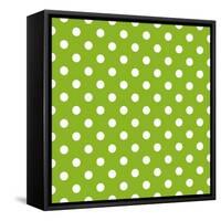 Seamless Vector Spring Pattern with White Polka Dots on Fresh Grass Green Background-IngaLinder-Framed Stretched Canvas