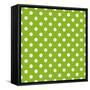 Seamless Vector Spring Pattern with White Polka Dots on Fresh Grass Green Background-IngaLinder-Framed Stretched Canvas