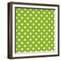 Seamless Vector Spring Pattern with White Polka Dots on Fresh Grass Green Background-IngaLinder-Framed Art Print