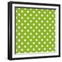 Seamless Vector Spring Pattern with White Polka Dots on Fresh Grass Green Background-IngaLinder-Framed Art Print