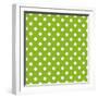 Seamless Vector Spring Pattern with White Polka Dots on Fresh Grass Green Background-IngaLinder-Framed Art Print