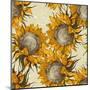 Seamless Vintage Ornament with Sunflowers-mart-Mounted Art Print