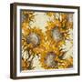 Seamless Vintage Ornament with Sunflowers-mart-Framed Art Print