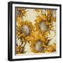 Seamless Vintage Ornament with Sunflowers-mart-Framed Art Print