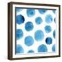 Seamless Watercolor Pattern Blue Polka Dots-Vodoleyka-Framed Art Print