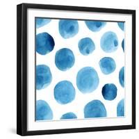 Seamless Watercolor Pattern Blue Polka Dots-Vodoleyka-Framed Art Print