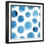 Seamless Watercolor Pattern Blue Polka Dots-Vodoleyka-Framed Art Print