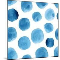 Seamless Watercolor Pattern Blue Polka Dots-Vodoleyka-Mounted Art Print