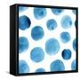 Seamless Watercolor Pattern Blue Polka Dots-Vodoleyka-Framed Stretched Canvas