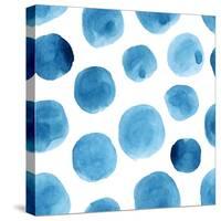 Seamless Watercolor Pattern Blue Polka Dots-Vodoleyka-Stretched Canvas