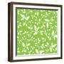 Seamless White Floral Pattern on Green-Naddiya-Framed Art Print