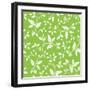 Seamless White Floral Pattern on Green-Naddiya-Framed Art Print