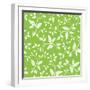 Seamless White Floral Pattern on Green-Naddiya-Framed Art Print