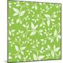 Seamless White Floral Pattern on Green-Naddiya-Mounted Art Print