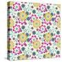 Seamless Yellow Pink Flowers on White Background-Enka Parmur-Stretched Canvas