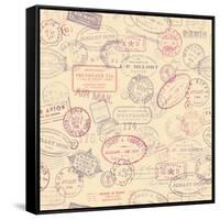 Seamlessly Tiling Postage Themed Pattern with Vintage Stamps-shootandwin-Framed Stretched Canvas