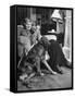 Sean Macbride's Mother, Maud Gonne Macbride, Sitting at Home with Her Dog-Tony Linck-Framed Stretched Canvas