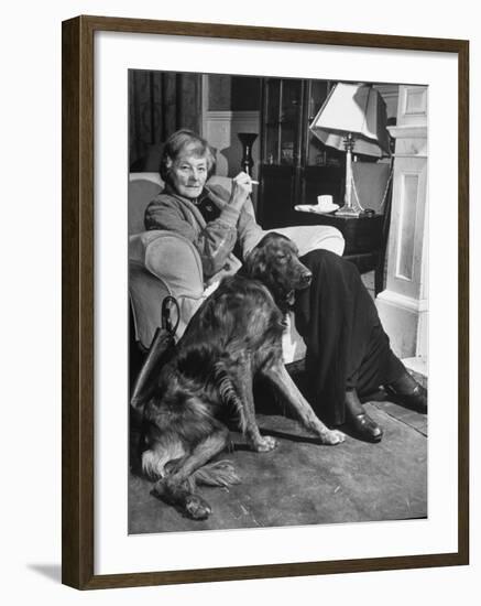 Sean Macbride's Mother, Maud Gonne Macbride, Sitting at Home with Her Dog-Tony Linck-Framed Premium Photographic Print