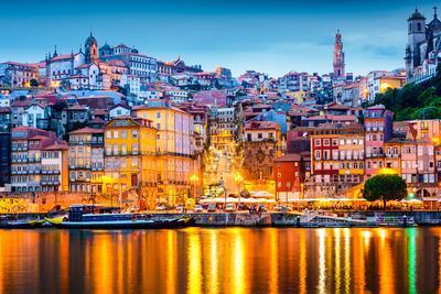 Porto, Portugal Old City Skyline from across the Douro River