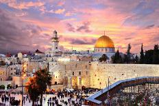 Skyline of the Old City at He Western Wall and Temple Mount in Jerusalem, Israel.-SeanPavonePhoto-Photographic Print