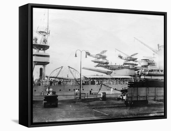 Seaplanes on Board a Us Navy Warship, Navy Yard, Balboa, Panama, 1931-null-Framed Stretched Canvas
