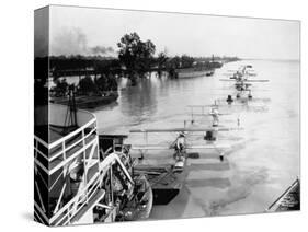 Seaplanes on the Flooded Mississippi-null-Stretched Canvas