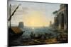 Seaport at Sunrise, 1674-Claude Lorraine-Mounted Giclee Print