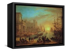 Seaport at Sunset, 1639-Claude Lorraine-Framed Stretched Canvas