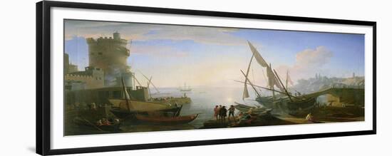 Seaport with Sunset-Adrien Manglard-Framed Giclee Print