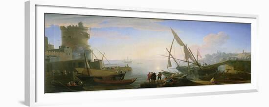 Seaport with Sunset-Adrien Manglard-Framed Giclee Print