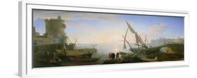 Seaport with Sunset-Adrien Manglard-Framed Giclee Print
