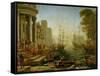 Seaport with the embarkation of Saint Ursula, 1614-Claude Lorrain-Framed Stretched Canvas