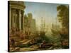 Seaport with the embarkation of Saint Ursula, 1614-Claude Lorrain-Stretched Canvas